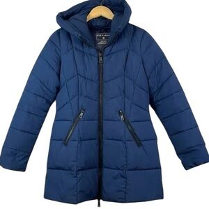 Bernardo hooded quilted puffer coat,zip-front closure & side zip pockets XL NWT